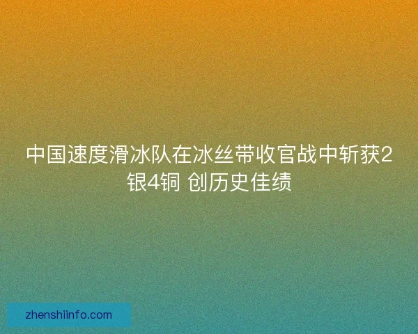 中国速度滑冰队在冰丝带收官战中斩获2银4铜 创历史佳绩